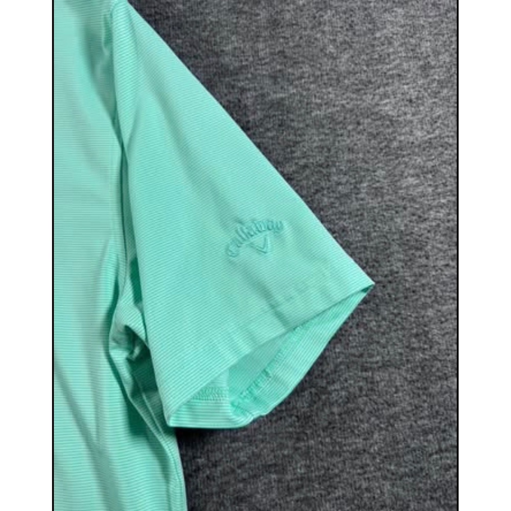 Callaway Opti-Dri Mens Large Mint Green Striped Short Sleeve Golf Polo Shirt - Picture 5 of 6